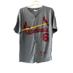 Stan Musial Button Up T Shirt Jersey MLB St. Louis Cardinals Match Promotions L